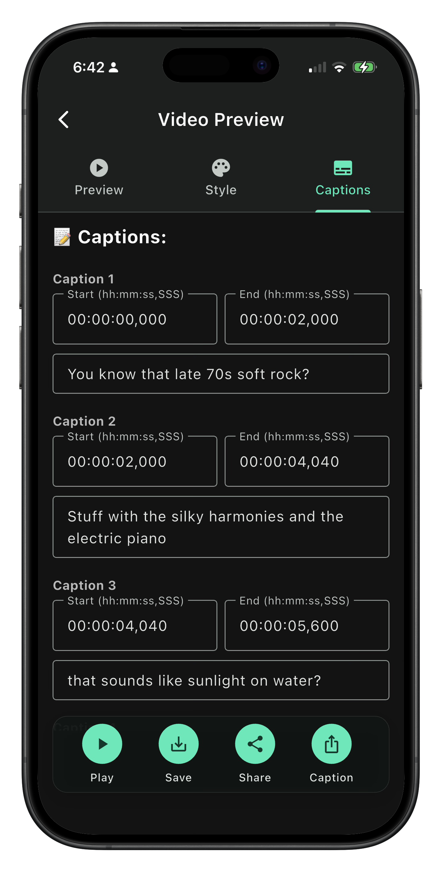 Verbatim caption editor